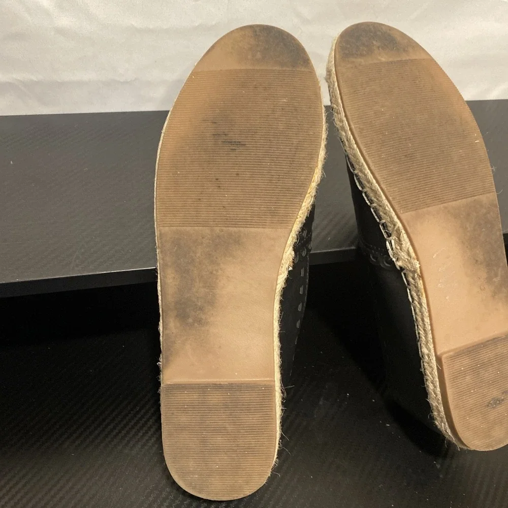 Wanted Black Espadrilles Flat with Floral Cutouts Size 10